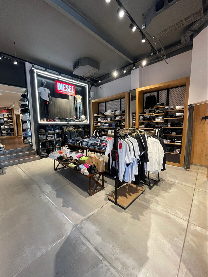 Menswear and Diesel display inside Milenyum store